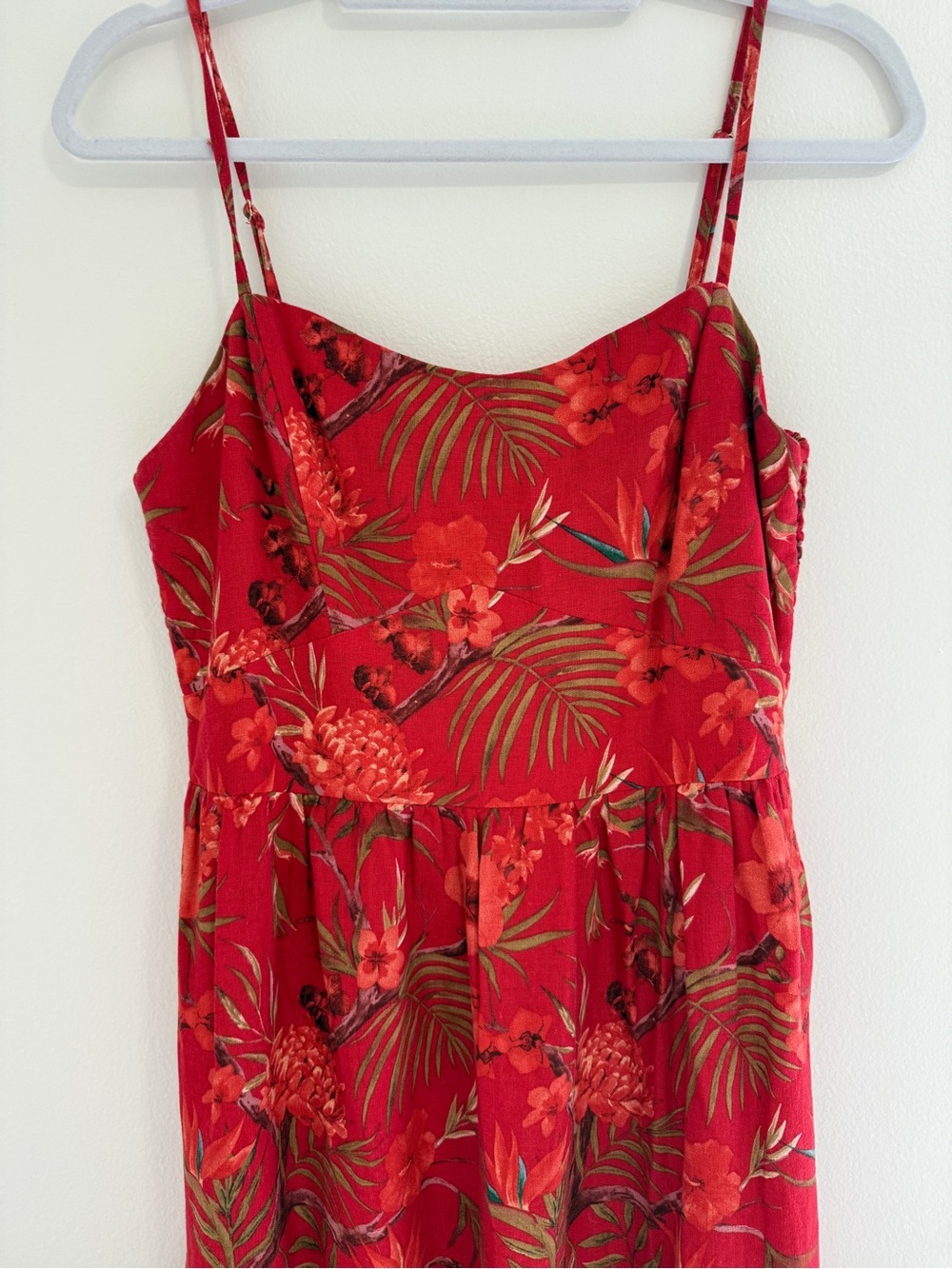 Red Floral Smocked Tiered Midi Dress - Women's - Picture 5 of 5